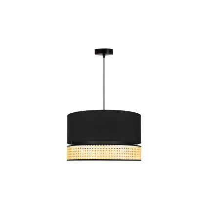 Duolla - Lustra ar auklu DOUBLE RATTAN 1xE27/15W/230V d. 40 cm melna/bēša