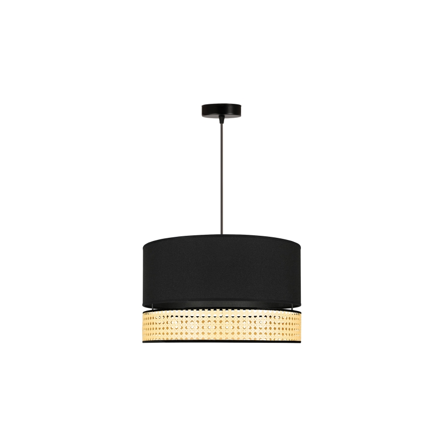 Duolla - Lustra ar auklu DOUBLE RATTAN 1xE27/15W/230V d. 40 cm melna/bēša