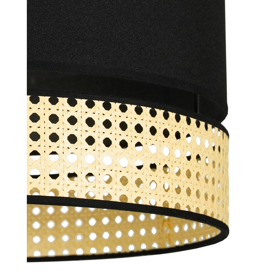 Duolla - Lustra ar auklu DOUBLE RATTAN 1xE27/15W/230V d. 40 cm melna/bēša