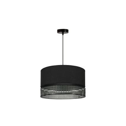 Duolla - Lustra ar auklu DOUBLE RATTAN 1xE27/15W/230V d. 40 cm melna
