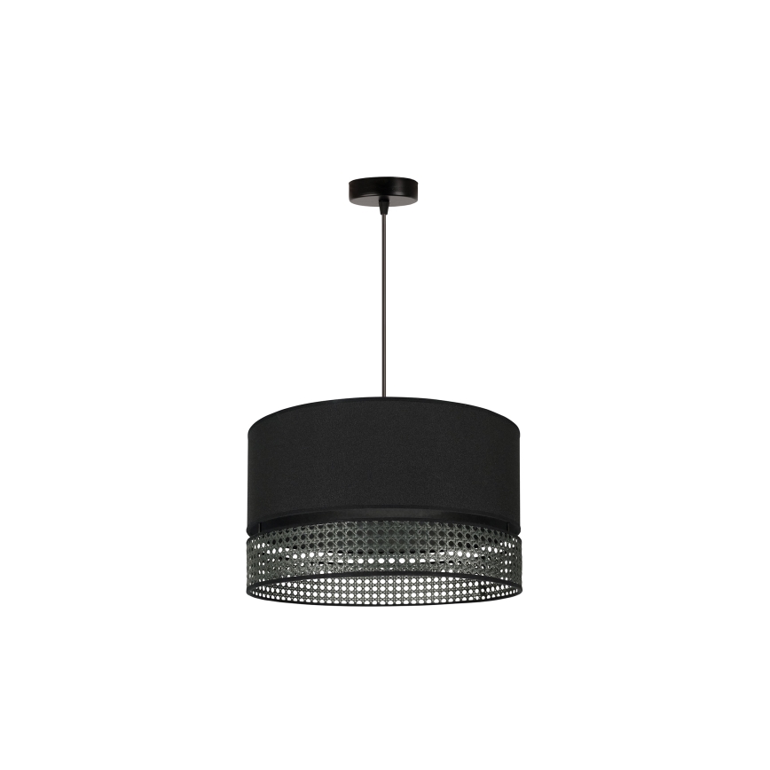 Duolla - Lustra ar auklu DOUBLE RATTAN 1xE27/15W/230V d. 40 cm melna