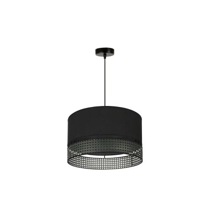 Duolla - Lustra ar auklu DOUBLE RATTAN 1xE27/15W/230V d. 40 cm melna