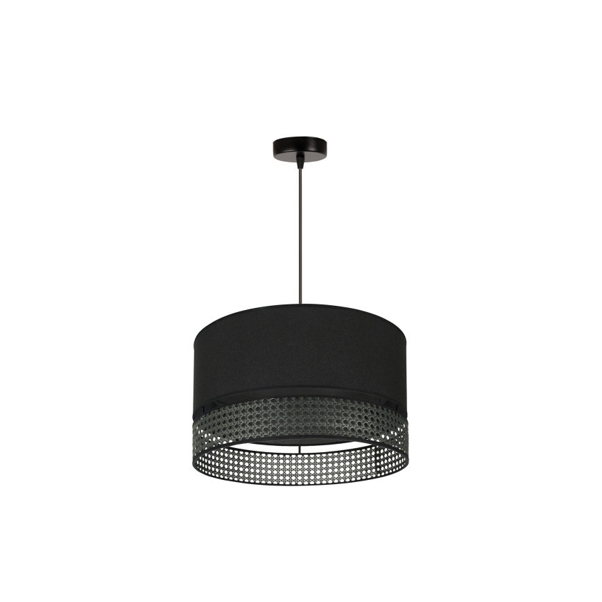 Duolla - Lustra ar auklu DOUBLE RATTAN 1xE27/15W/230V d. 40 cm melna