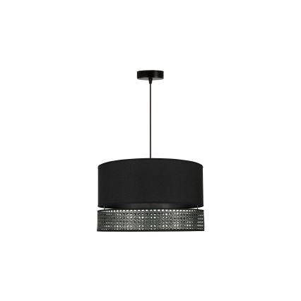 Duolla - Lustra ar auklu DOUBLE RATTAN 1xE27/15W/230V d. 40 cm melna