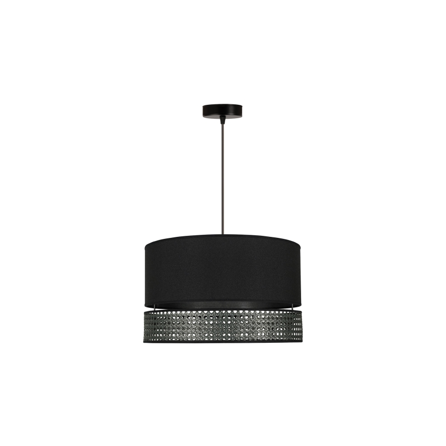Duolla - Lustra ar auklu DOUBLE RATTAN 1xE27/15W/230V d. 40 cm melna