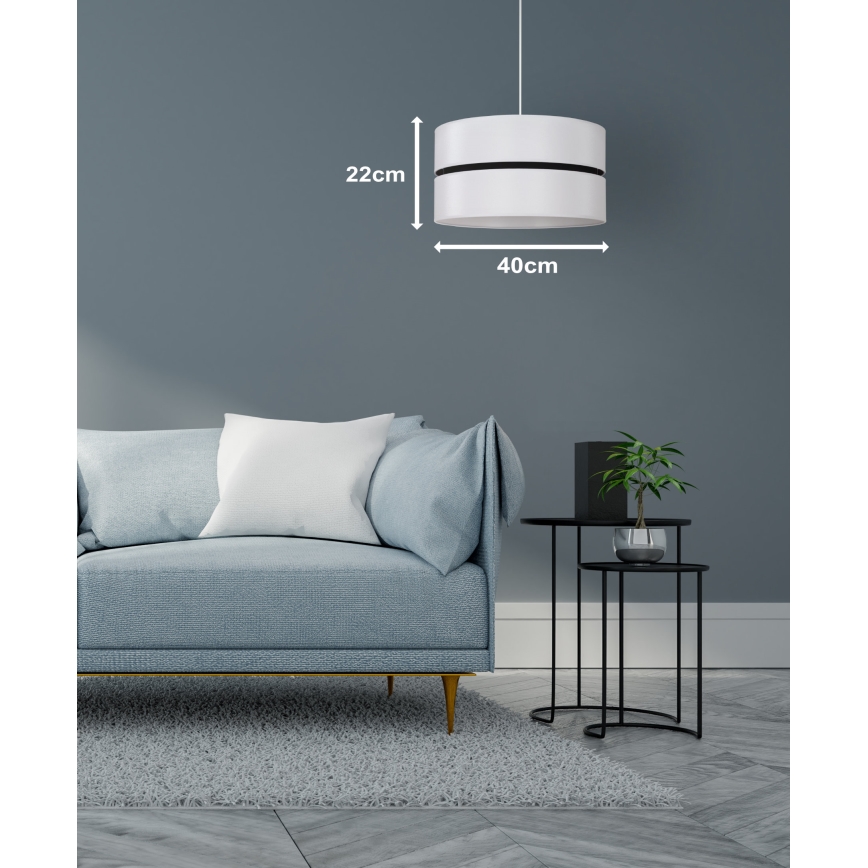 Duolla - Lustra ar auklu DUO 1xE27/15W/230V d. 40 cm balta/melna