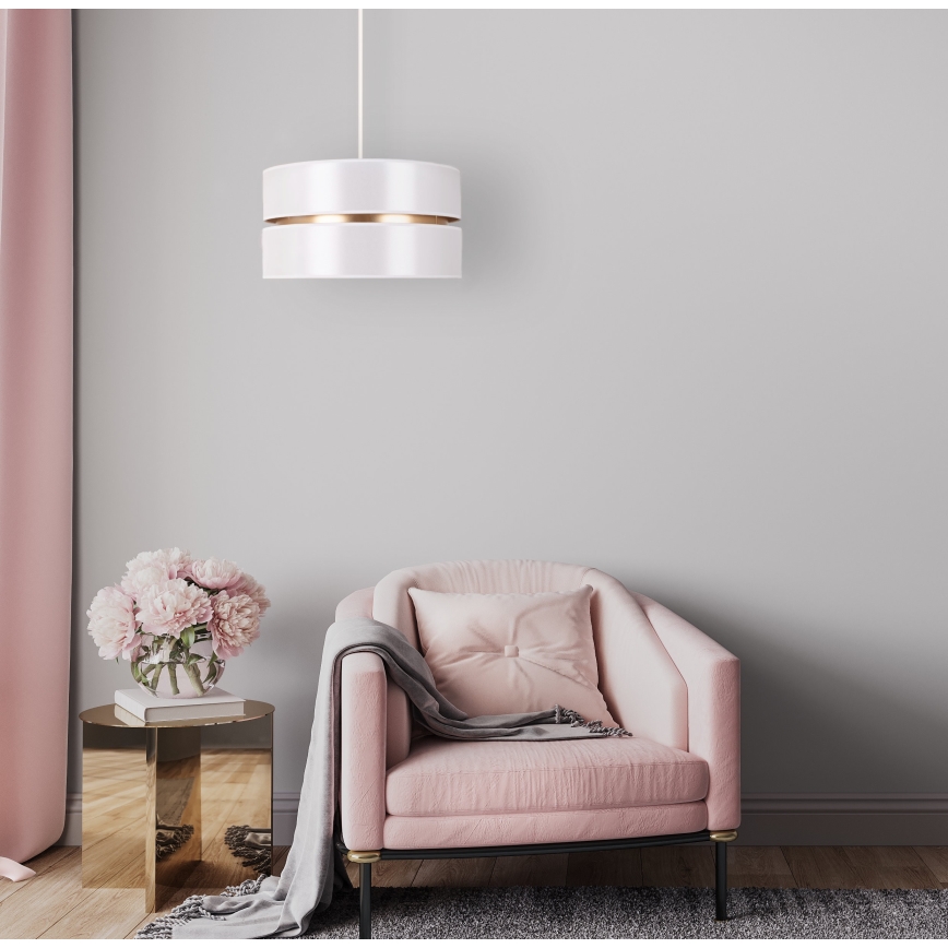 Duolla - Lustra ar auklu DUO 1xE27/15W/230V d. 40 cm balta/zelta