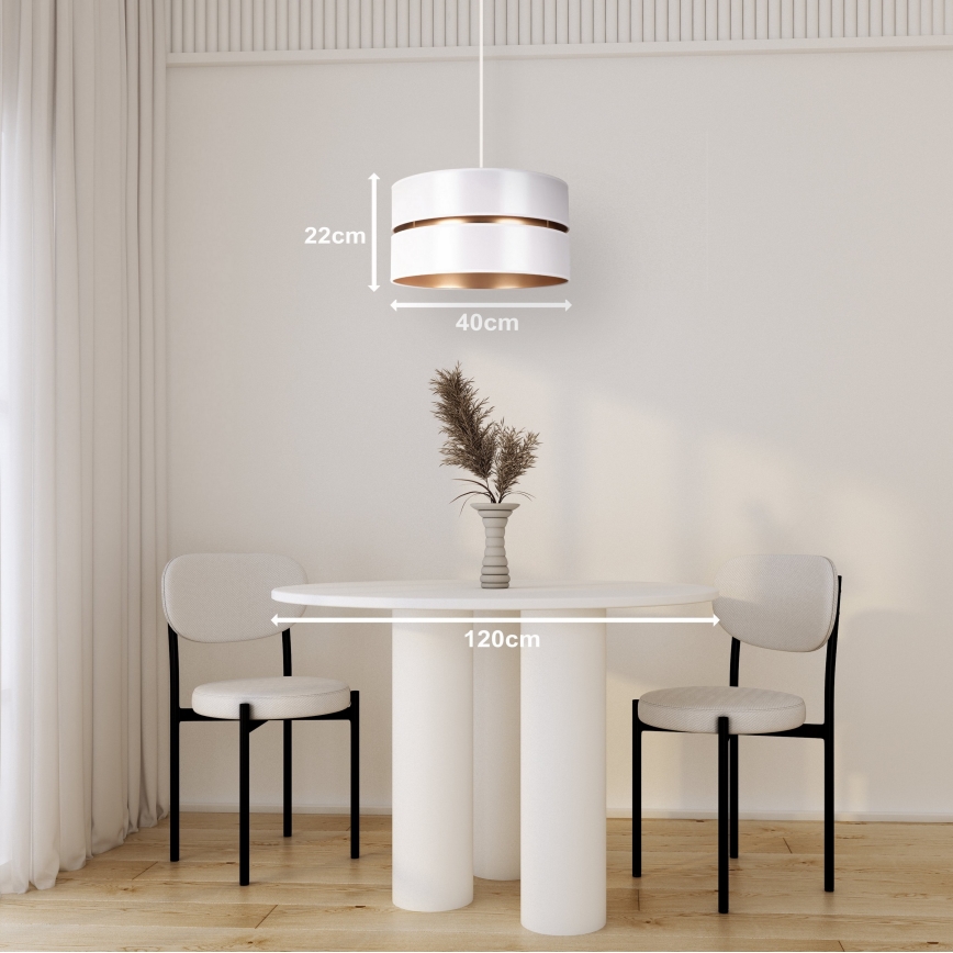 Duolla - Lustra ar auklu DUO 1xE27/15W/230V d. 40 cm balta/zelta
