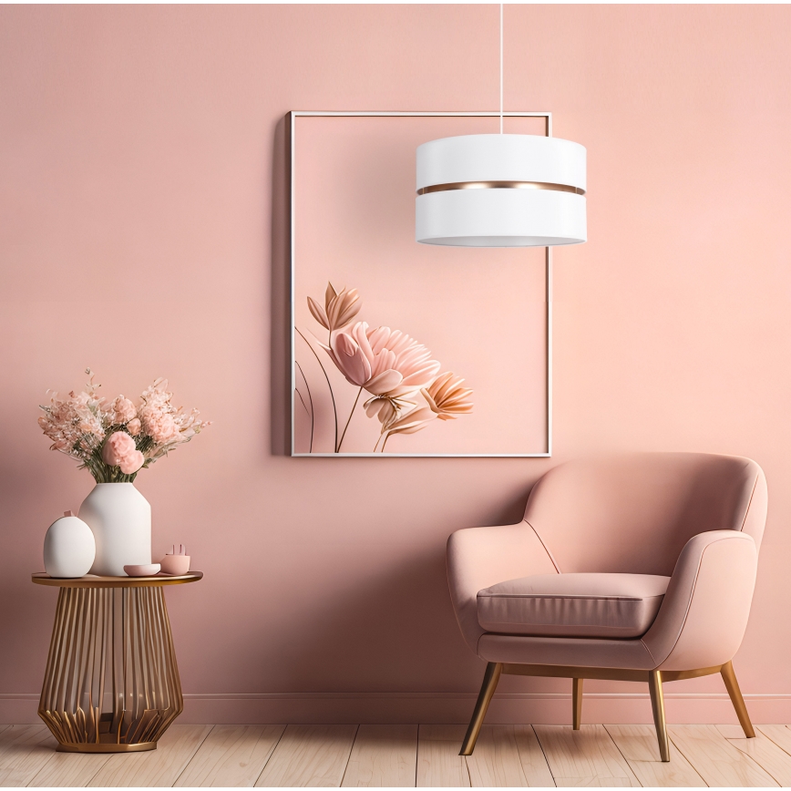 Duolla - Lustra ar auklu DUO 1xE27/15W/230V d. 40 cm balta/zelta