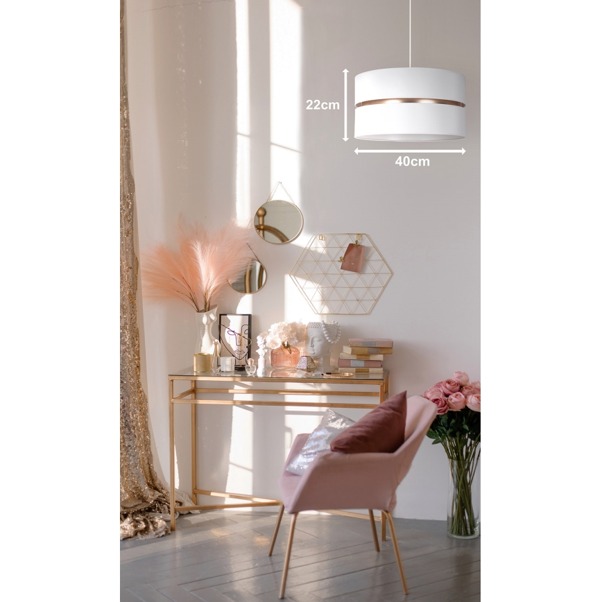 Duolla - Lustra ar auklu DUO 1xE27/15W/230V d. 40 cm balta/zelta