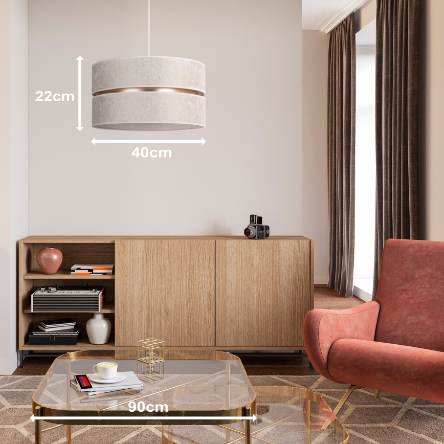 Duolla - Lustra ar auklu DUO 1xE27/15W/230V d. 40 cm balta/zelta