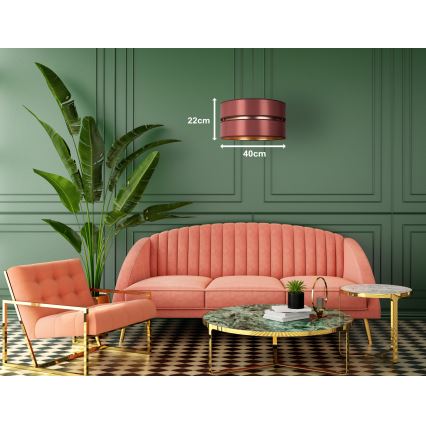 Duolla - Lustra ar auklu DUO 1xE27/15W/230V d. 40 cm bordo/zelta