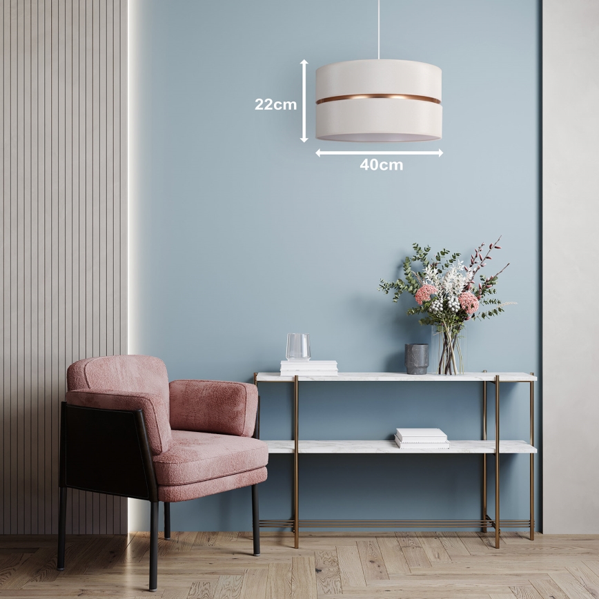 Duolla - Lustra ar auklu DUO 1xE27/15W/230V d. 40 cm krēmkrāsa/zelta