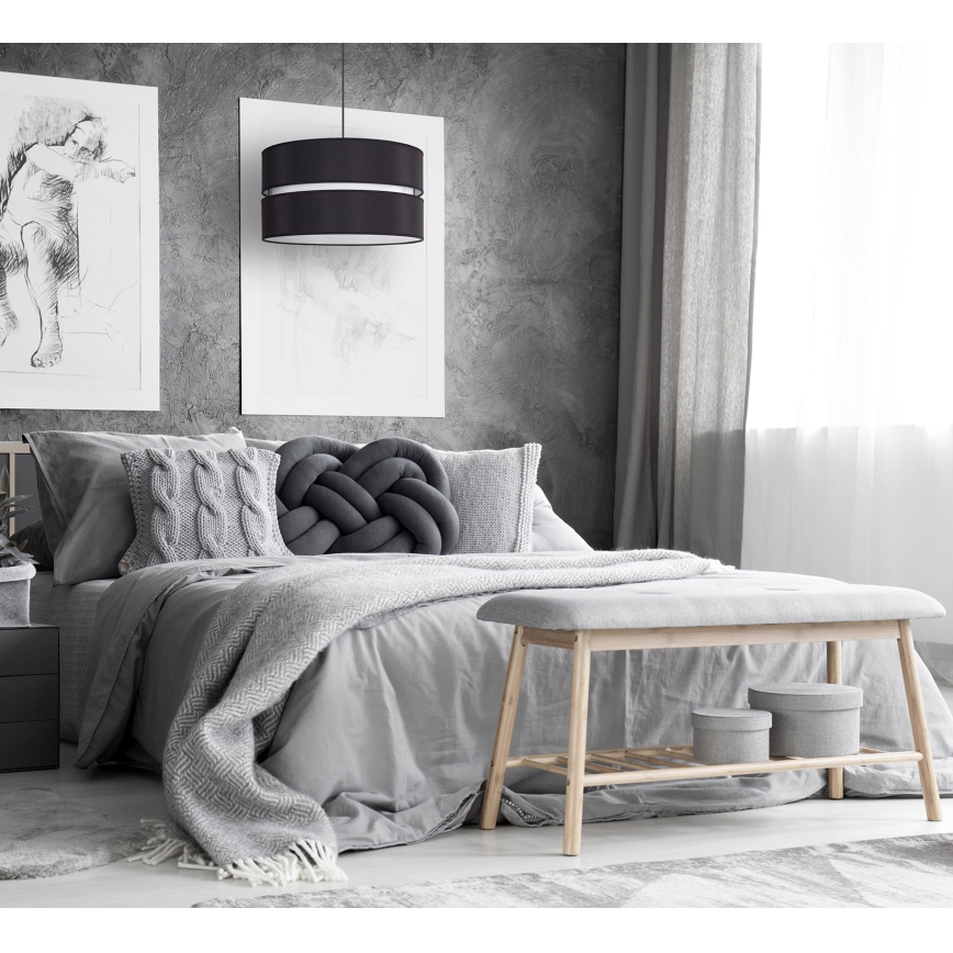 Duolla - Lustra ar auklu DUO 1xE27/15W/230V d. 40 cm melna/balta