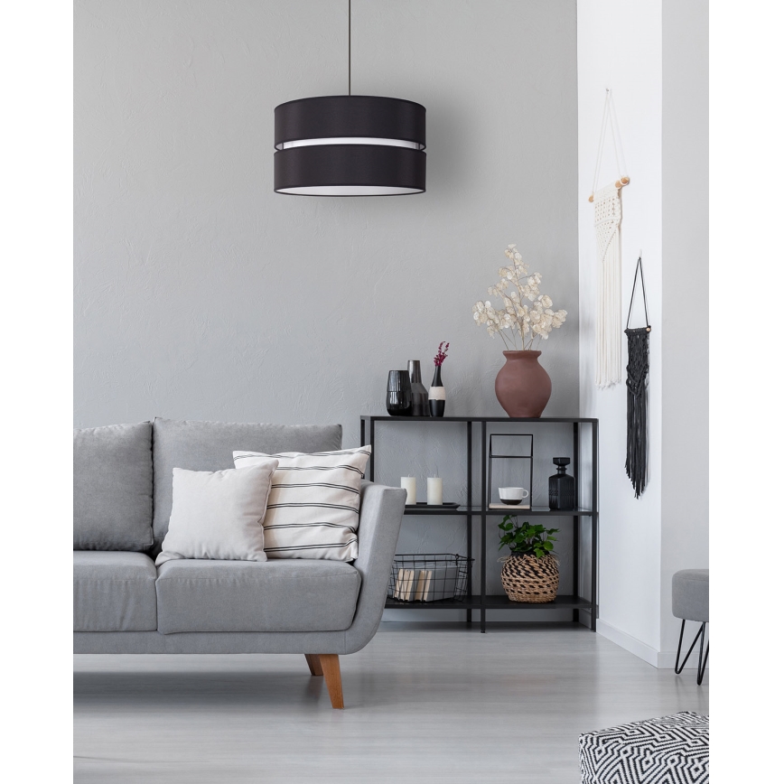 Duolla - Lustra ar auklu DUO 1xE27/15W/230V d. 40 cm melna/balta