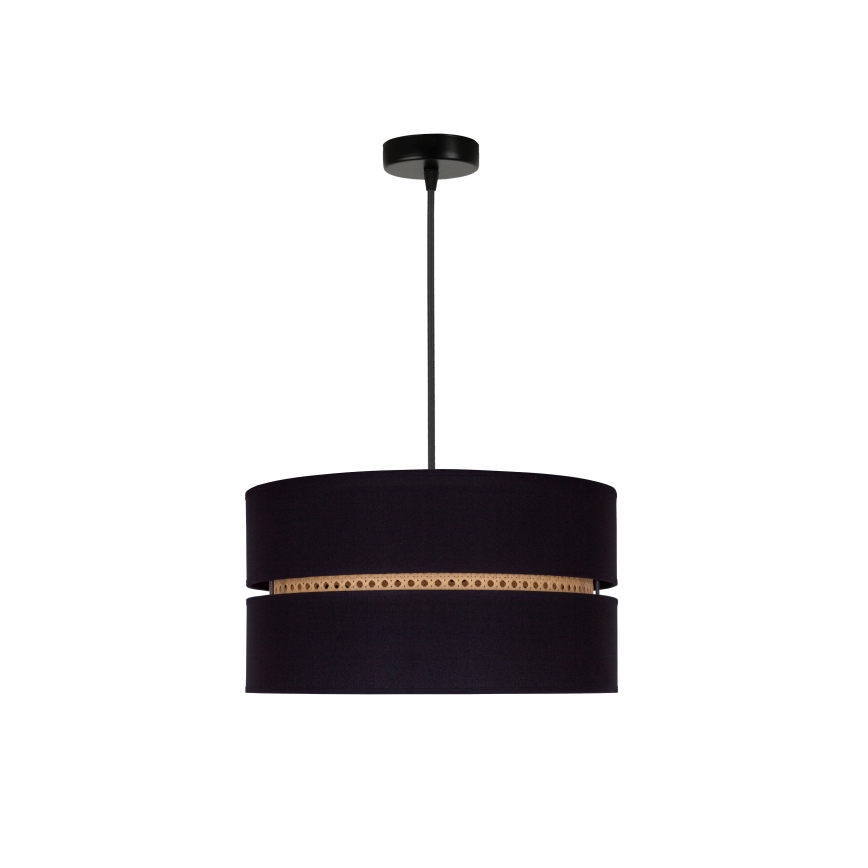 Duolla - Lustra ar auklu DUO 1xE27/15W/230V d. 40 cm melna/rotanga