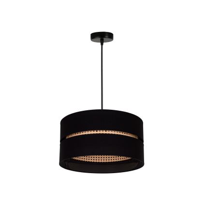 Duolla - Lustra ar auklu DUO 1xE27/15W/230V d. 40 cm melna/rotanga