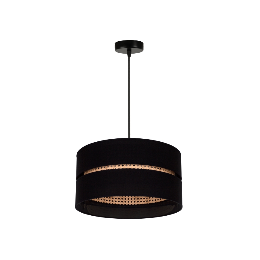 Duolla - Lustra ar auklu DUO 1xE27/15W/230V d. 40 cm melna/rotanga