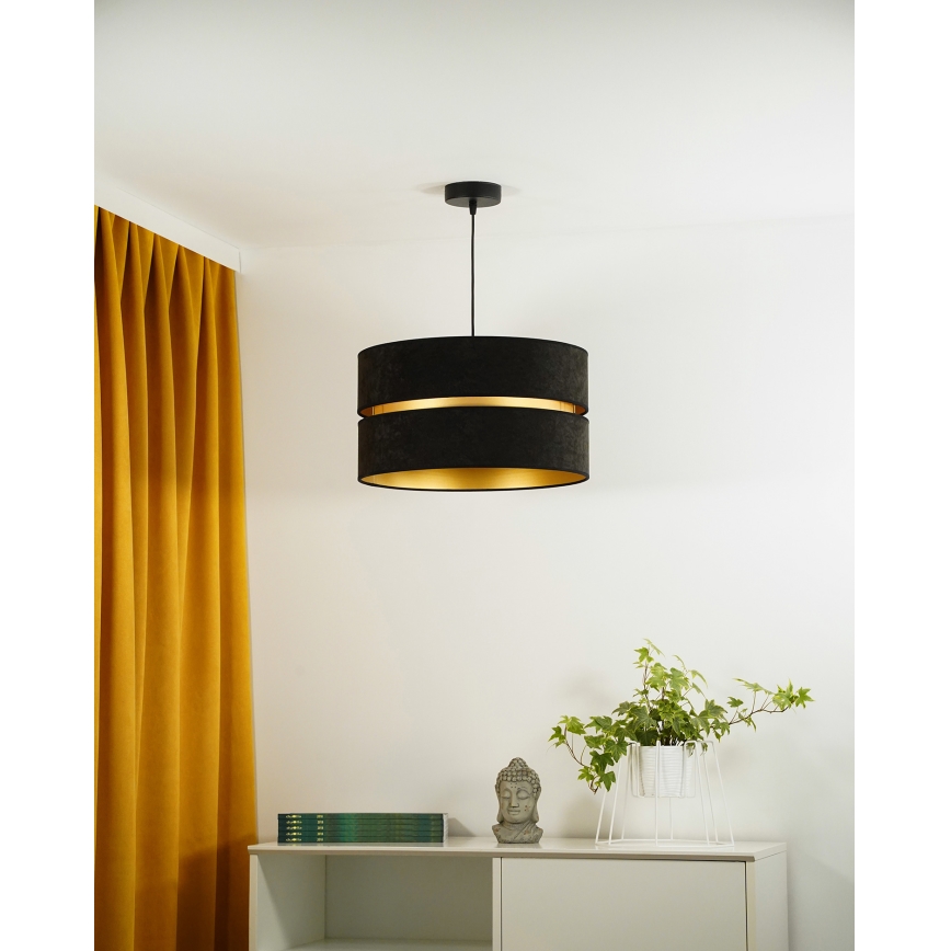 Duolla - Lustra ar auklu DUO 1xE27/15W/230V d. 40 cm melna/zelta