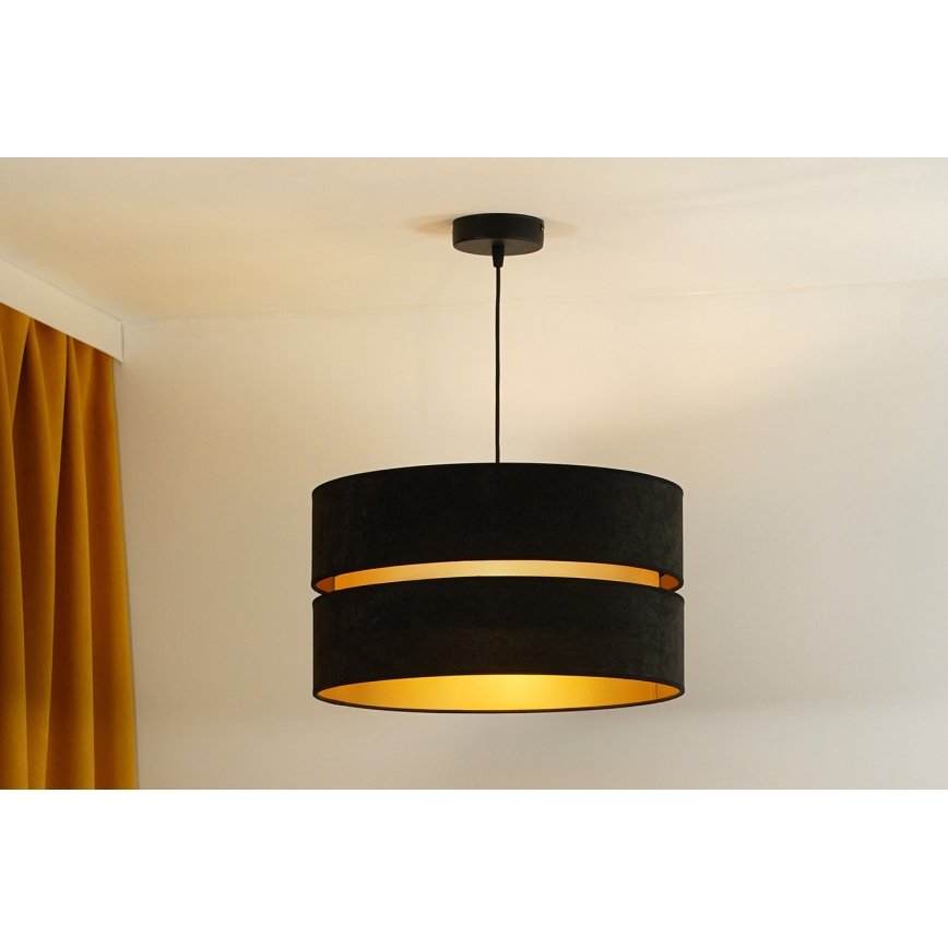 Duolla - Lustra ar auklu DUO 1xE27/15W/230V d. 40 cm melna/zelta