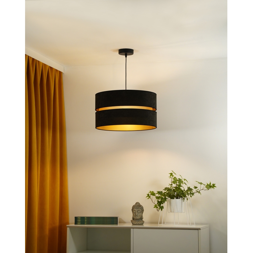 Duolla - Lustra ar auklu DUO 1xE27/15W/230V d. 40 cm melna/zelta