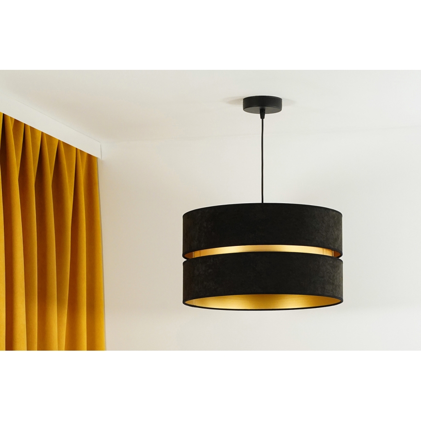 Duolla - Lustra ar auklu DUO 1xE27/15W/230V d. 40 cm melna/zelta