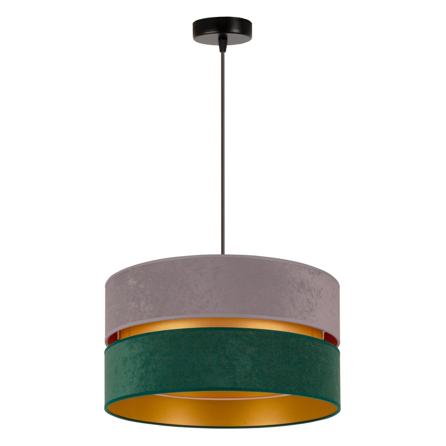 Duolla - Lustra ar auklu DUO 1xE27/15W/230V d. 40 cm pelēka/zaļa/zelta