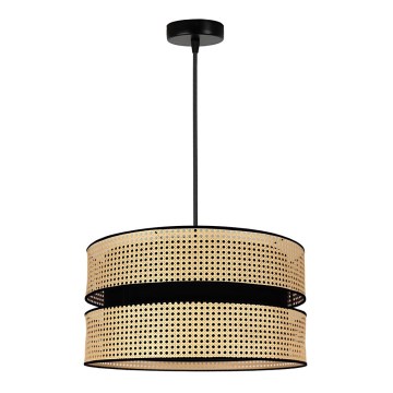 Duolla - Lustra ar auklu DUO 1xE27/15W/230V d. 40 cm rotanga/melna