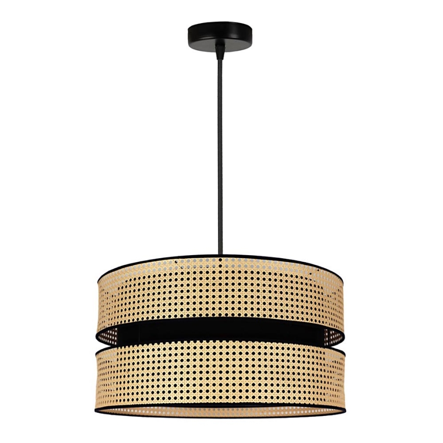 Duolla - Lustra ar auklu DUO 1xE27/15W/230V d. 40 cm rotanga/melna
