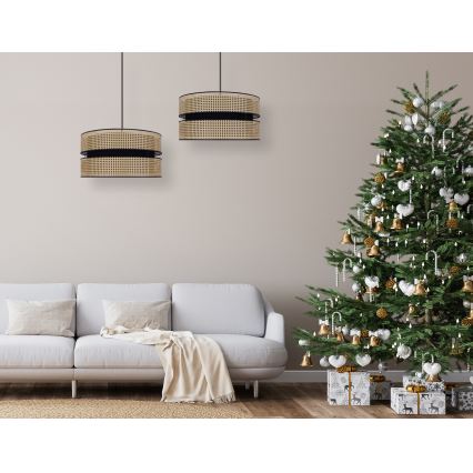 Duolla - Lustra ar auklu DUO 1xE27/15W/230V d. 40 cm rotanga/melna