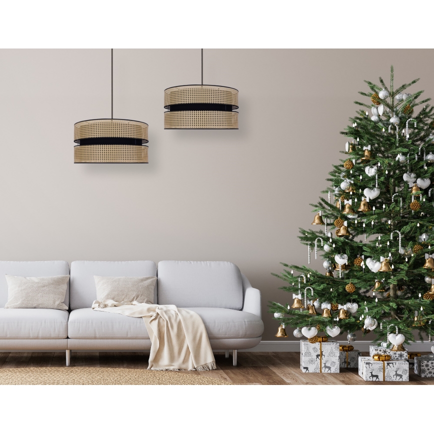 Duolla - Lustra ar auklu DUO 1xE27/15W/230V d. 40 cm rotanga/melna