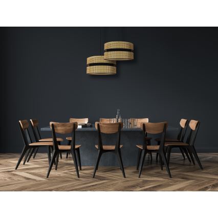 Duolla - Lustra ar auklu DUO 1xE27/15W/230V d. 40 cm rotanga/melna
