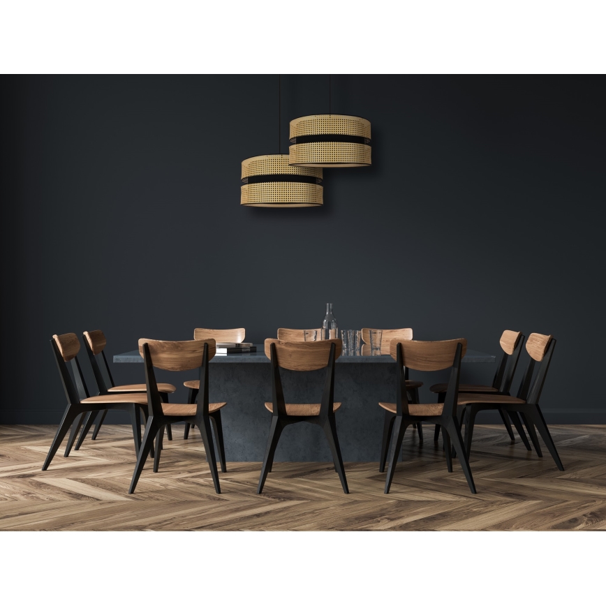 Duolla - Lustra ar auklu DUO 1xE27/15W/230V d. 40 cm rotanga/melna