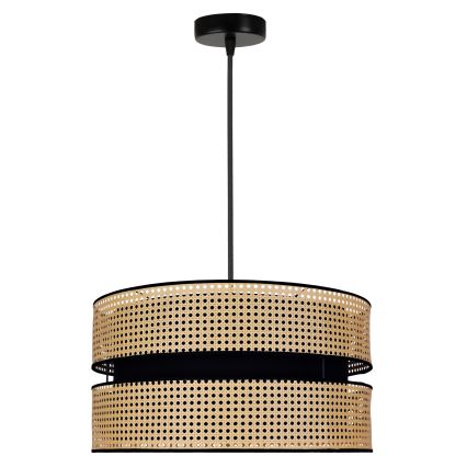 Duolla - Lustra ar auklu DUO 1xE27/15W/230V d. 40 cm rotanga/melna