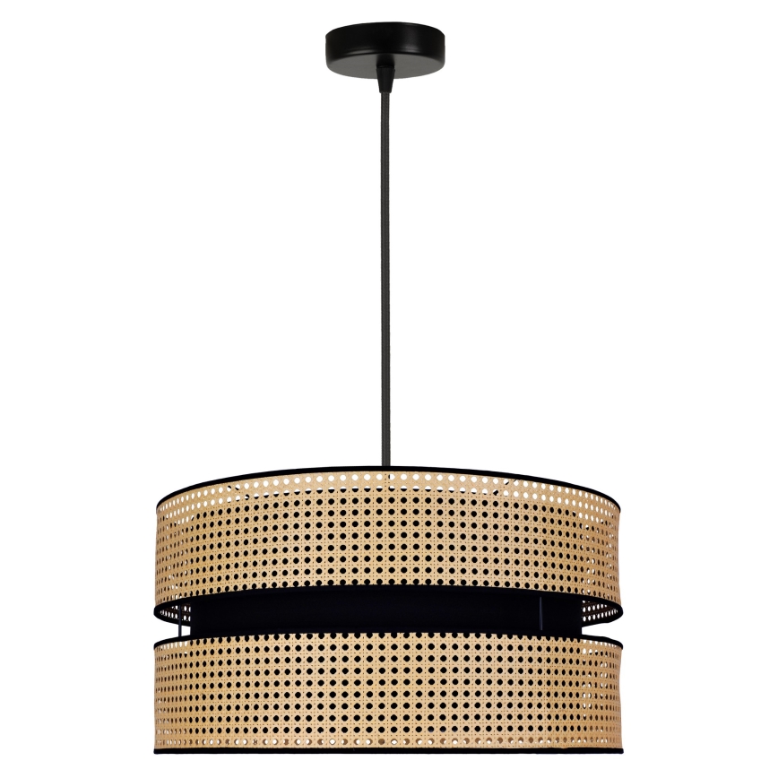 Duolla - Lustra ar auklu DUO 1xE27/15W/230V d. 40 cm rotanga/melna