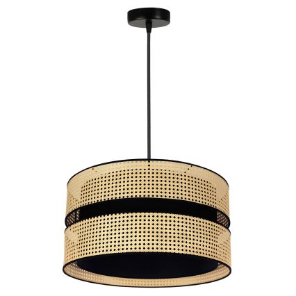 Duolla - Lustra ar auklu DUO 1xE27/15W/230V d. 40 cm rotanga/melna