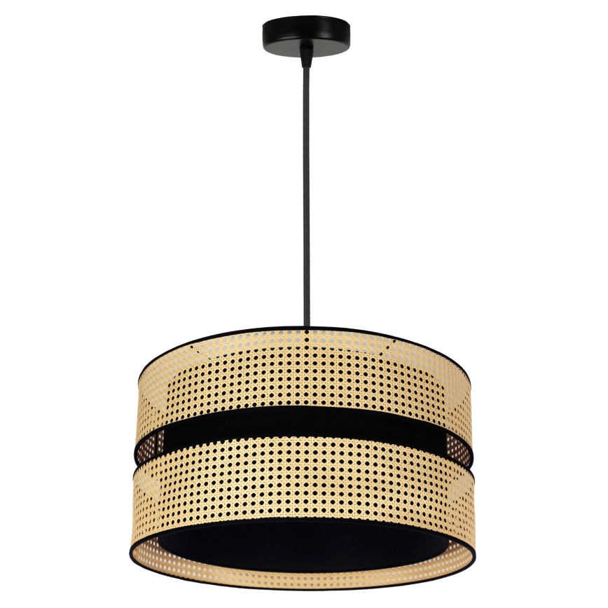 Duolla - Lustra ar auklu DUO 1xE27/15W/230V d. 40 cm rotanga/melna