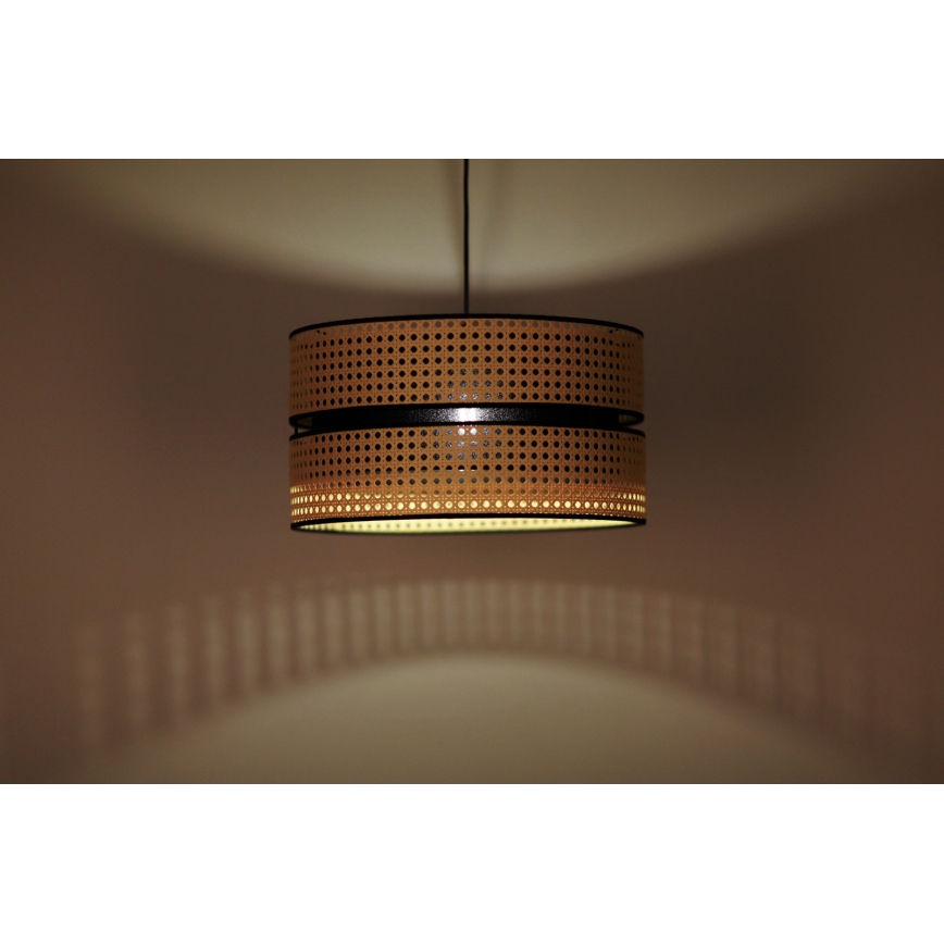 Duolla - Lustra ar auklu DUO 1xE27/15W/230V d. 40 cm rotanga/melna