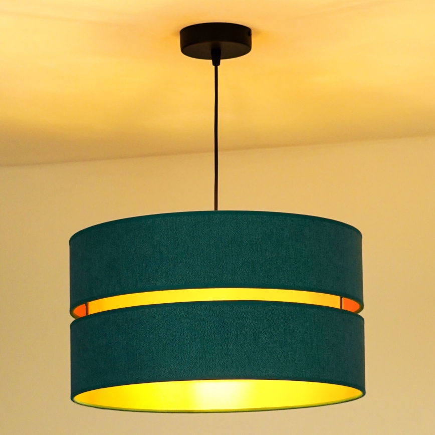 Duolla - Lustra ar auklu DUO 1xE27/15W/230V d. 40 cm tirkīza/zelta