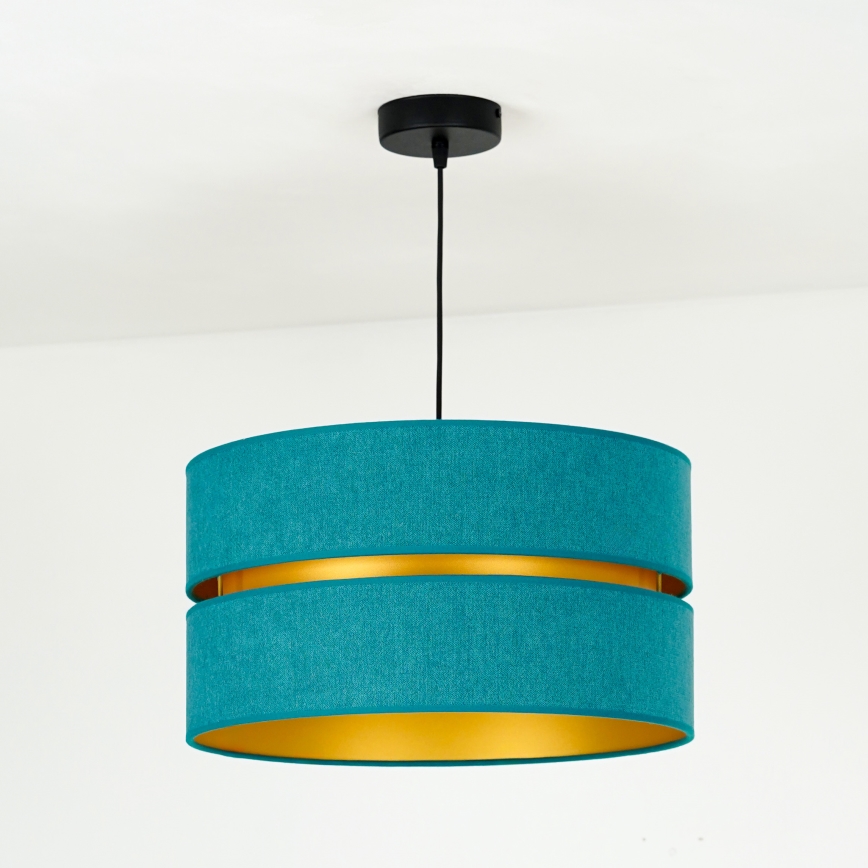 Duolla - Lustra ar auklu DUO 1xE27/15W/230V d. 40 cm tirkīza/zelta