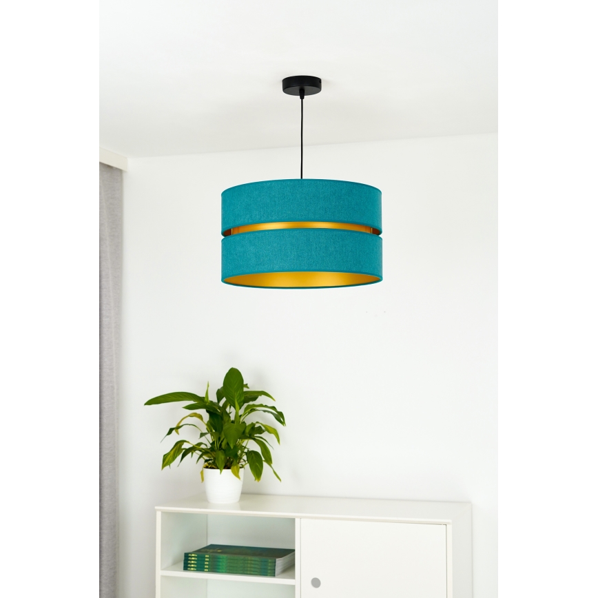 Duolla - Lustra ar auklu DUO 1xE27/15W/230V d. 40 cm tirkīza/zelta