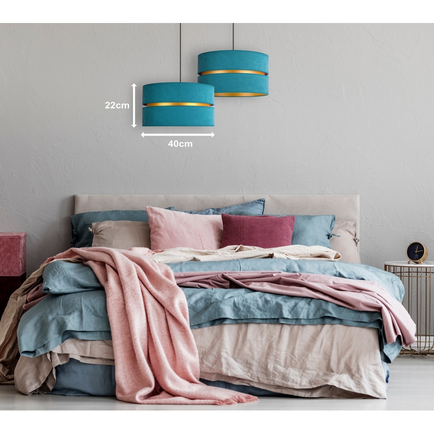 Duolla - Lustra ar auklu DUO 1xE27/15W/230V d. 40 cm tirkīza/zelta