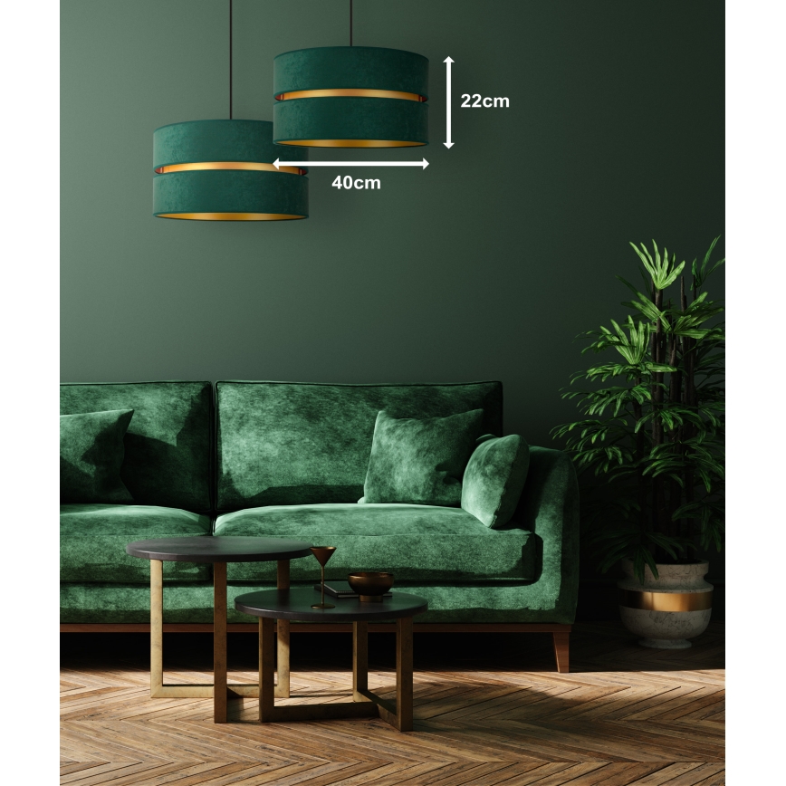 Duolla - Lustra ar auklu DUO 1xE27/15W/230V d. 40 cm zaļa/zelta