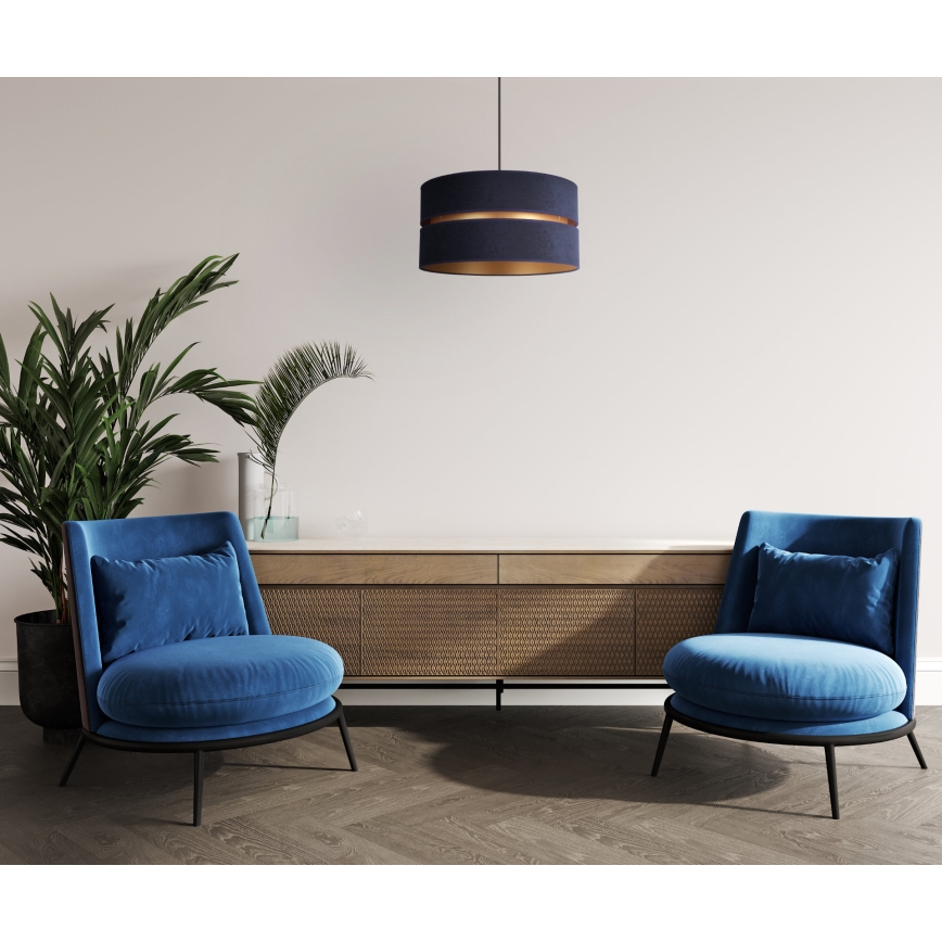 Duolla - Lustra ar auklu DUO 1xE27/15W/230V d. 40 cm zila/zelta