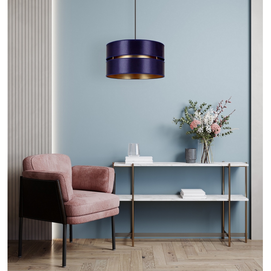 Duolla - Lustra ar auklu DUO 1xE27/15W/230V d. 40 cm zila/zelta