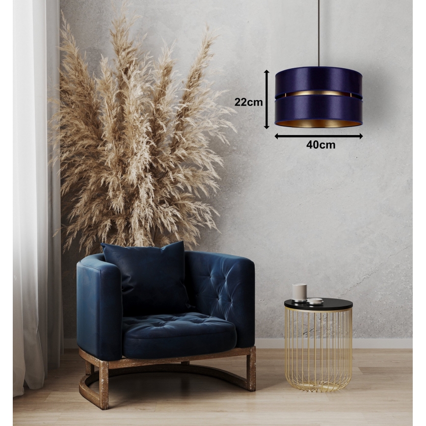 Duolla - Lustra ar auklu DUO 1xE27/15W/230V d. 40 cm zila/zelta