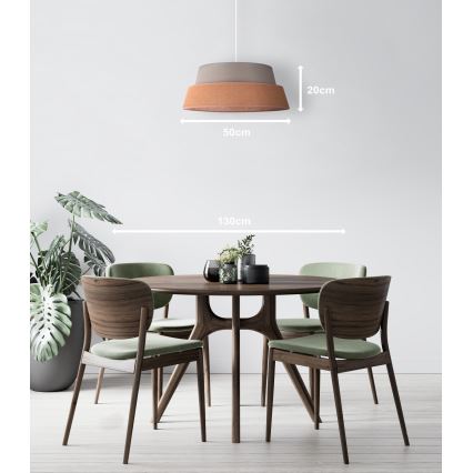 Duolla - Lustra ar auklu GALAXY 1xE27/40W/230V d. 50 cm pelēka/brūna