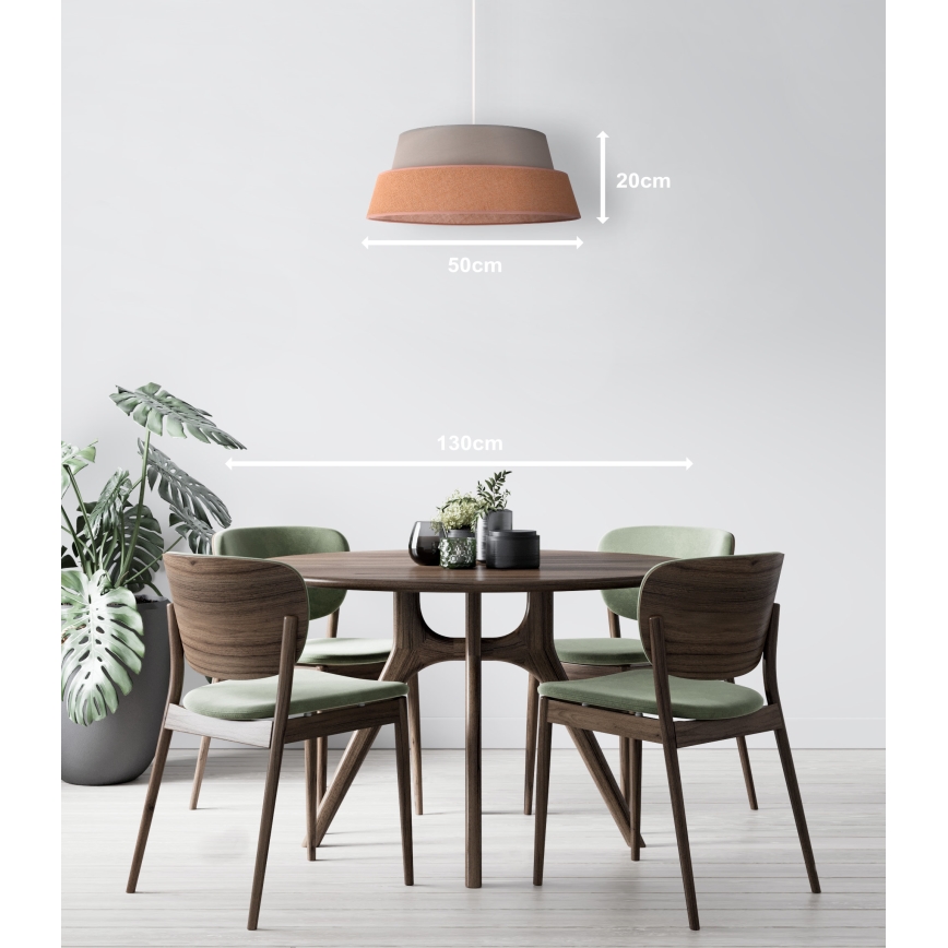 Duolla - Lustra ar auklu GALAXY 1xE27/40W/230V d. 50 cm pelēka/brūna