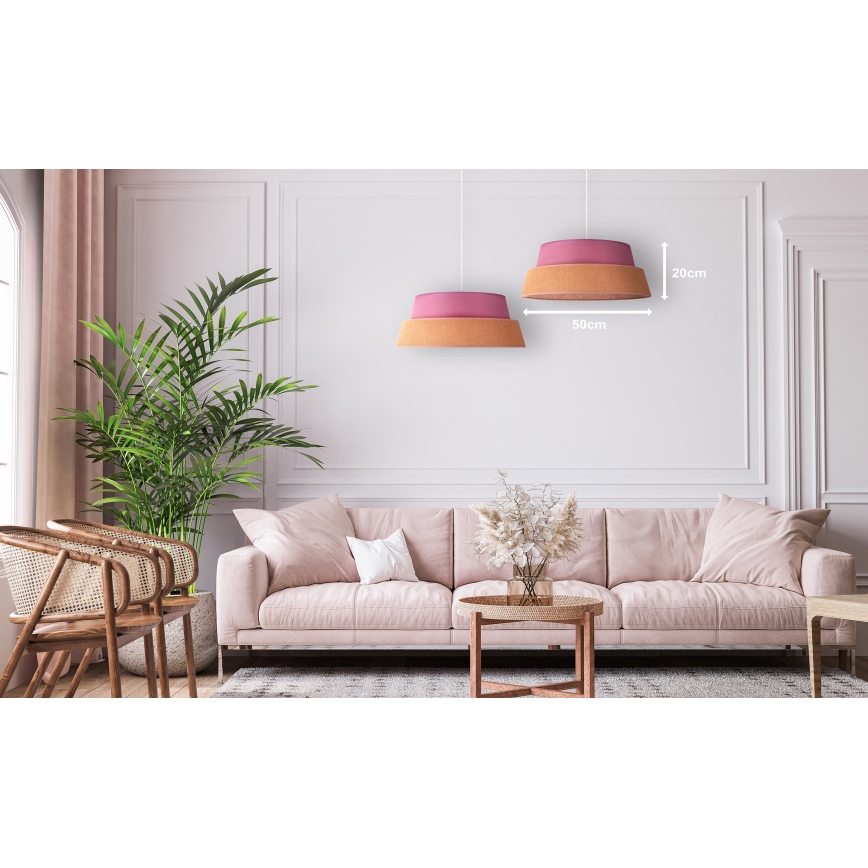 Duolla - Lustra ar auklu GALAXY 1xE27/40W/230V d. 50 cm rozā