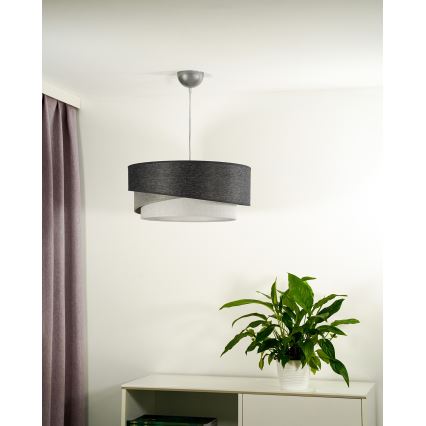 Duolla - Lustra ar auklu KOBO 1xE27/15W/230V d. 45 cm antracīta/pelēka/balta